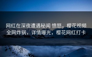 网红在深夜遭遇秘闻 愤怒，樱花视频全网炸锅，详情曝光，樱花网红打卡