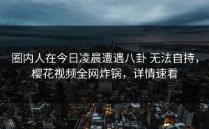 圈内人在今日凌晨遭遇八卦 无法自持，樱花视频全网炸锅，详情速看